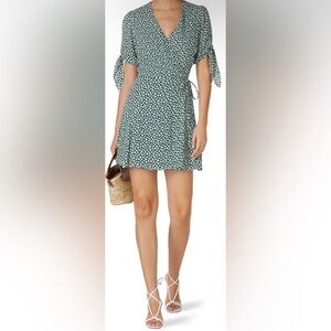 Reformation Venezuela Sammy Green Floral Wrap Dress Vacation Beach